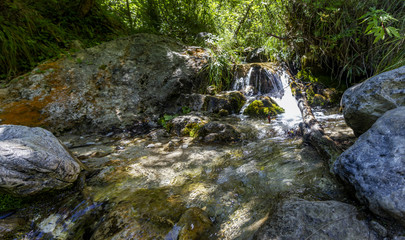 Naklejka na ściany i meble waterfall surrounded by nature in oasi valle di caccia senerchia
