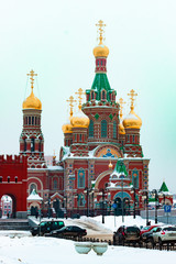 Fototapeta na wymiar The Republic of Mari El is the city of Yoshkar-Ola. Russia. Blagoveshchensky cathedral