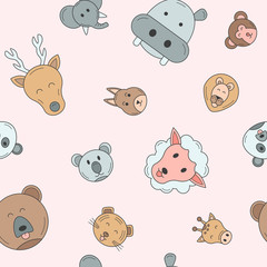 Animal - Vector color background (seamless pattern) of pets and wild beast for graphic design