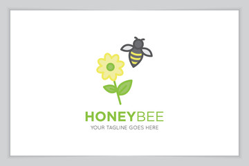 honey bee logo and icon vector illustration design template