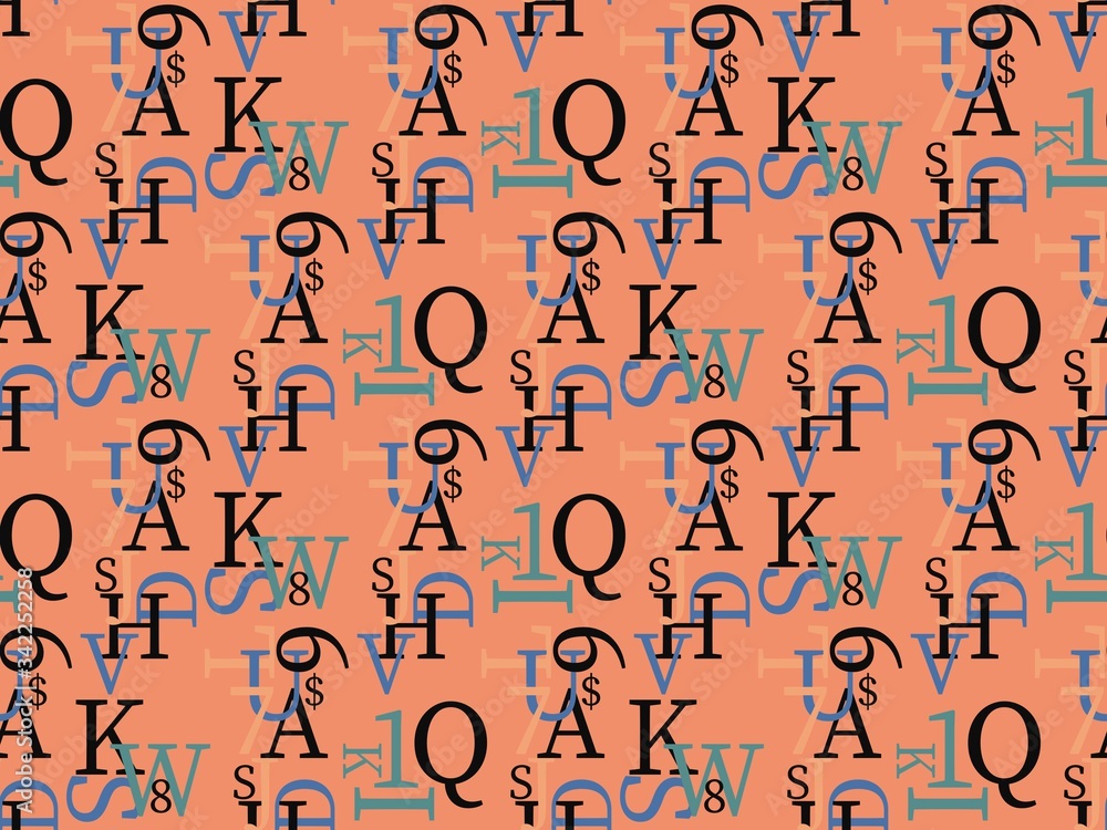 Poster seamless bright spring pattern with symbols and alphabet.