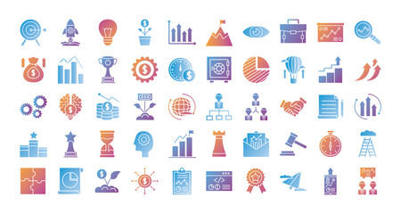 start up and business set icons