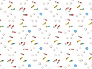 Spring. Colors.  medicine.  capsules. Pattern without seams