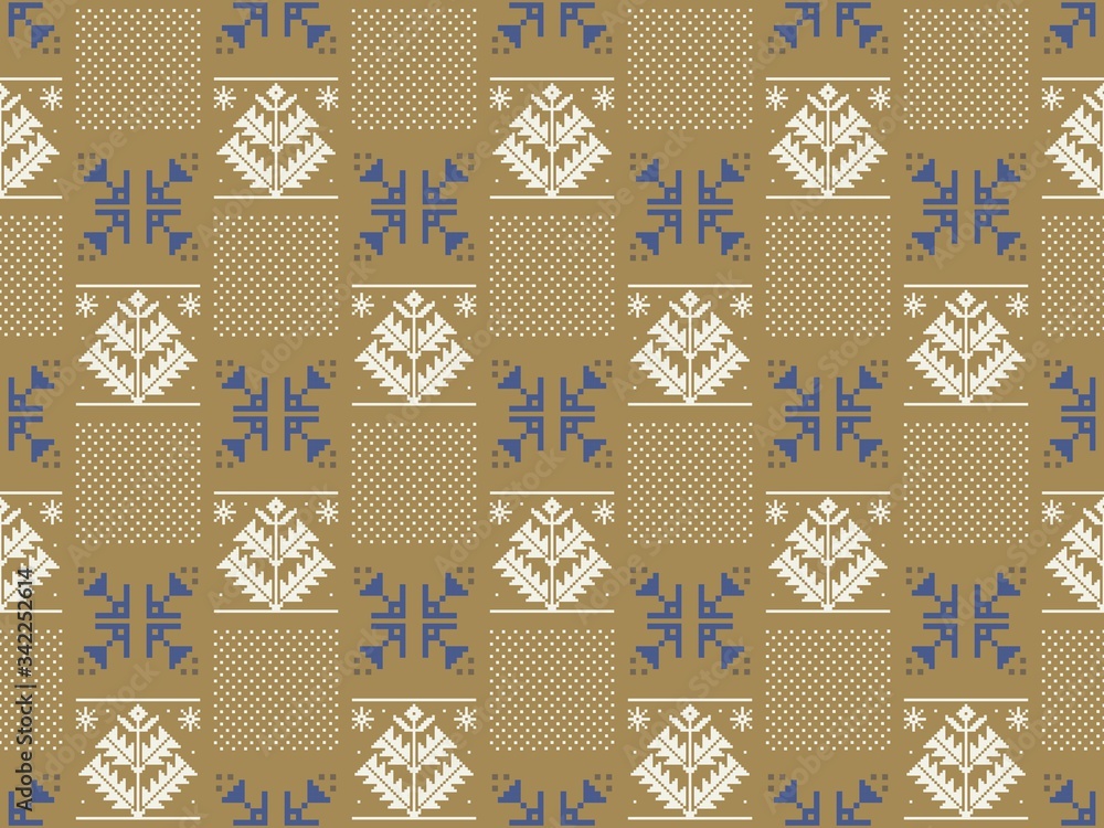 Poster seamless bright spring pattern with cross and winter.