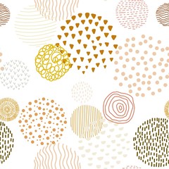 Seamless pattern with pastel nature color doodle circles. Abstract contemporary vector background