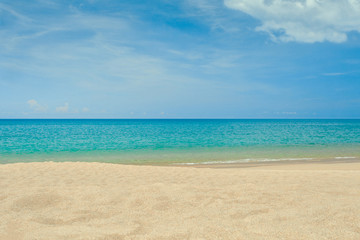 Tropical beach with sunny sky. Phuket beach Thailand.