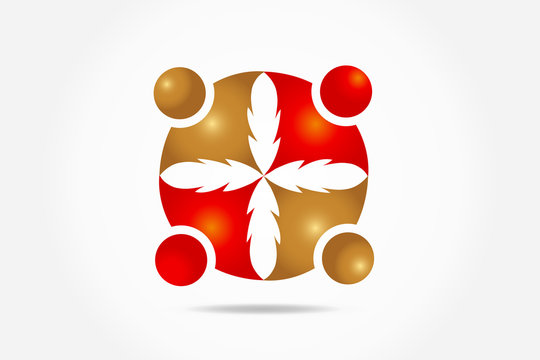 Logo teamwork unity business embraced people