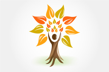 Logo tree people icon business card vector image