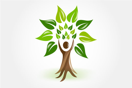 Logo tree people icon logotype vector image