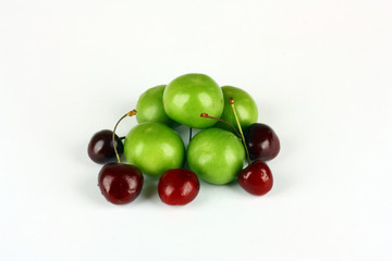 Green plums and cherry