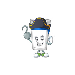 Cool pirate of glass of milk cartoon design style with one hook hand