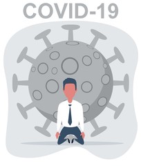 Portrait of a sick man with coronavirus. Coronavirus concept. Protect your health. Vector flat design illustration.