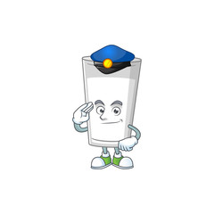 A dedicated Police officer of glass of milk mascot design style