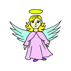 isolated on white background picture of an angel girl,  vector, Stock illustration of a design element for print