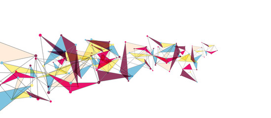 Obraz premium Line points connections, triangular technology design. Abstract geometric background