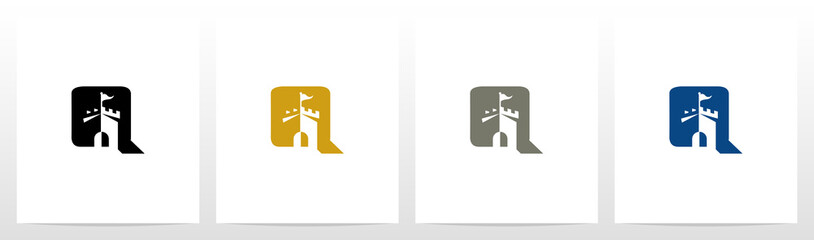 Castle With Flag On Letter Logo Design Q