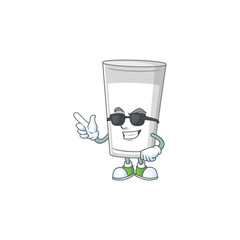 Super cute glass of milk cartoon character wearing black glasses