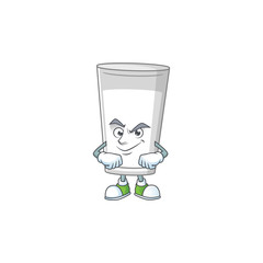 Glass of milk mascot design style with grinning face