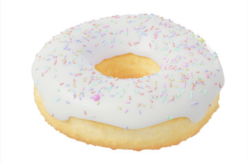 3D Rendering donut with sprinkles isolated on white background