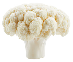Organic cauliflower with clipping path isolated on a white background