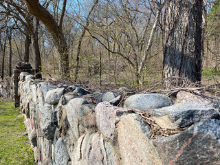 stone fence near the park