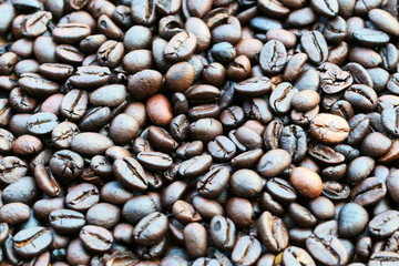 close up of roast coffee bean background