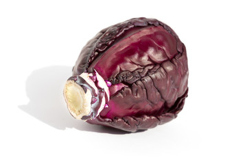 A head of purple cabbage, isolated, with shadow