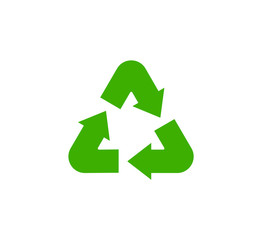 Obraz premium Recycle icon, garbage sorting symbol, waste recycling sign, green arrows, environmental vector isolated illustration