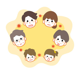 Illustration that coronavirus is infected in family