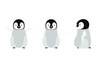 かわいいエンペラーペンギンの子どものイラスト