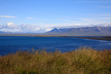 Vatnsnes / Iceland - August 27, 2017: The Vatnsnes peninsula coastline, Iceland, Europe