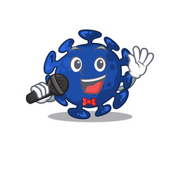 Talented singer of streptococcus cartoon character holding a microphone