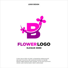 flower initial Letter B Logo design