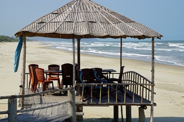 wooden beach hut in vietnam