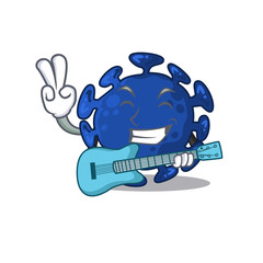 Talented musician of streptococcus cartoon design playing a guitar