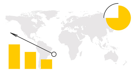 Business presentation / business plan. Charts on a world map background. Minimalism. Vector illustration
