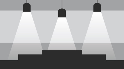 Lighting room. Light from stylish pendant ceiling lamps. Flat style. Vector illustration.
