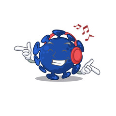 Streptococcus Cartoon in design concept listening music