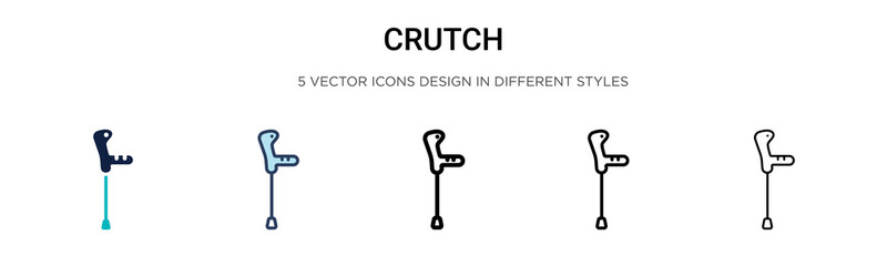 Crutch icon in filled, thin line, outline and stroke style. Vector illustration of two colored and black crutch vector icons designs can be used for mobile, ui, web