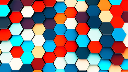 Illustration of abstract colorful hexagon geometric surface