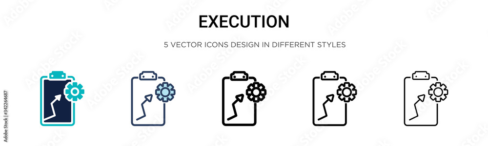 Poster execution icon in filled, thin line, outline and stroke style. vector illustration of two colored an