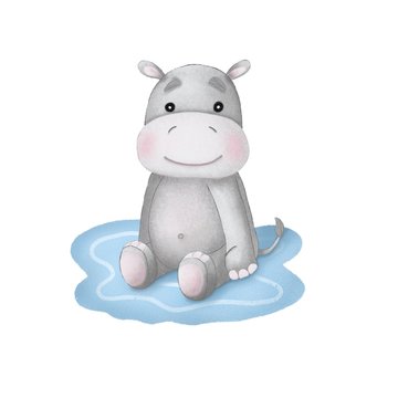 Illustration for children. Cute hippo.