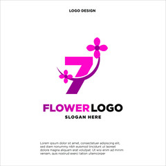 flower initial Letter 7 Logo design