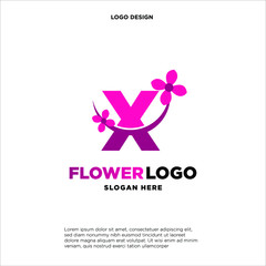 flower initial Letter X Logo design