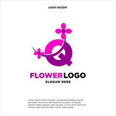 flower initial Letter Q Logo design