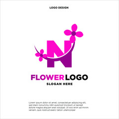 Obraz premium flower initial Letter N Logo design
