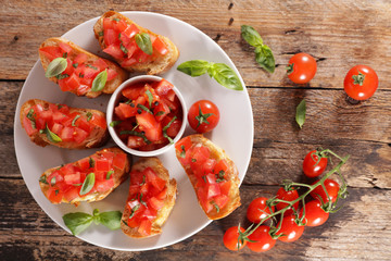 bruschettas with tomato and basil
