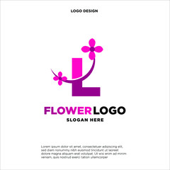 flower initial Letter L Logo design