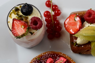 French pastry and summer fruits