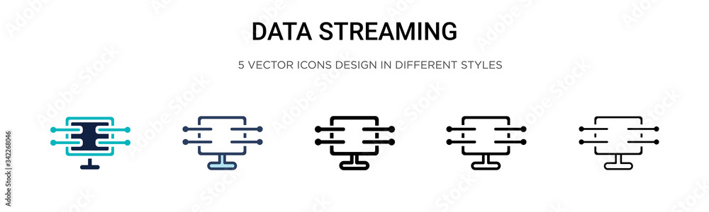Poster data streaming icon in filled, thin line, outline and stroke style. vector illustration of two color